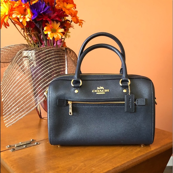 COACH midnight blue leather ROWAN SATCHEL - Picture 2 of 10